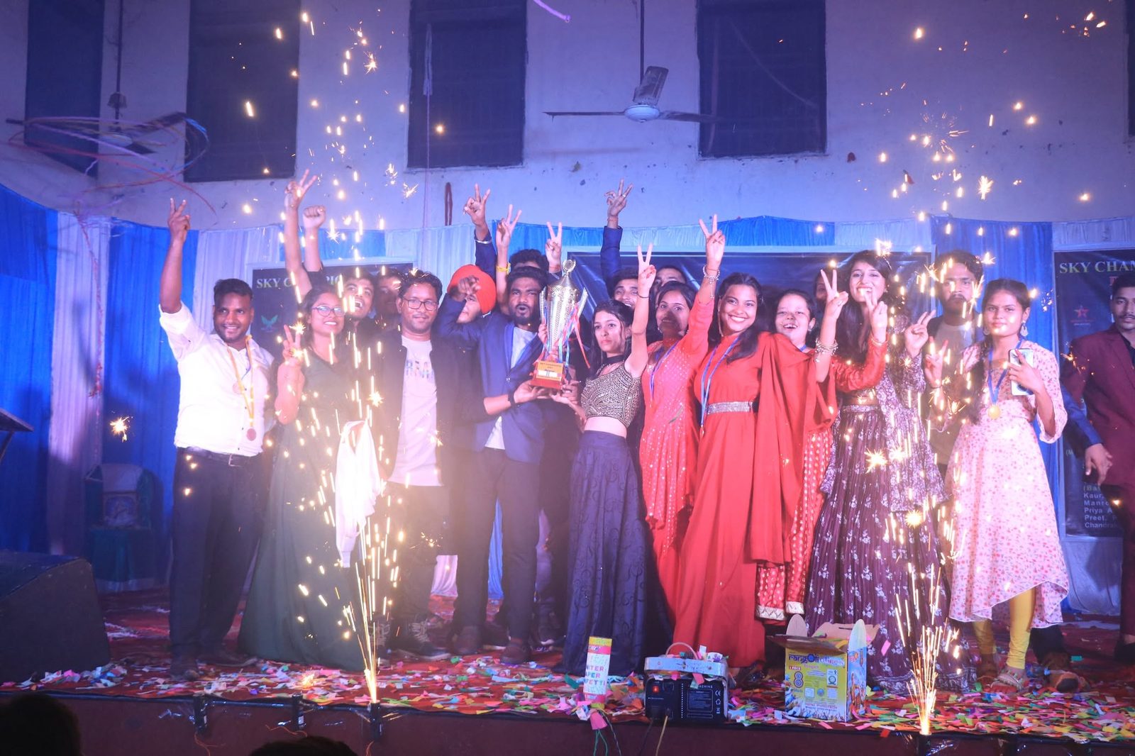Gala celebration with Sky English students on stage