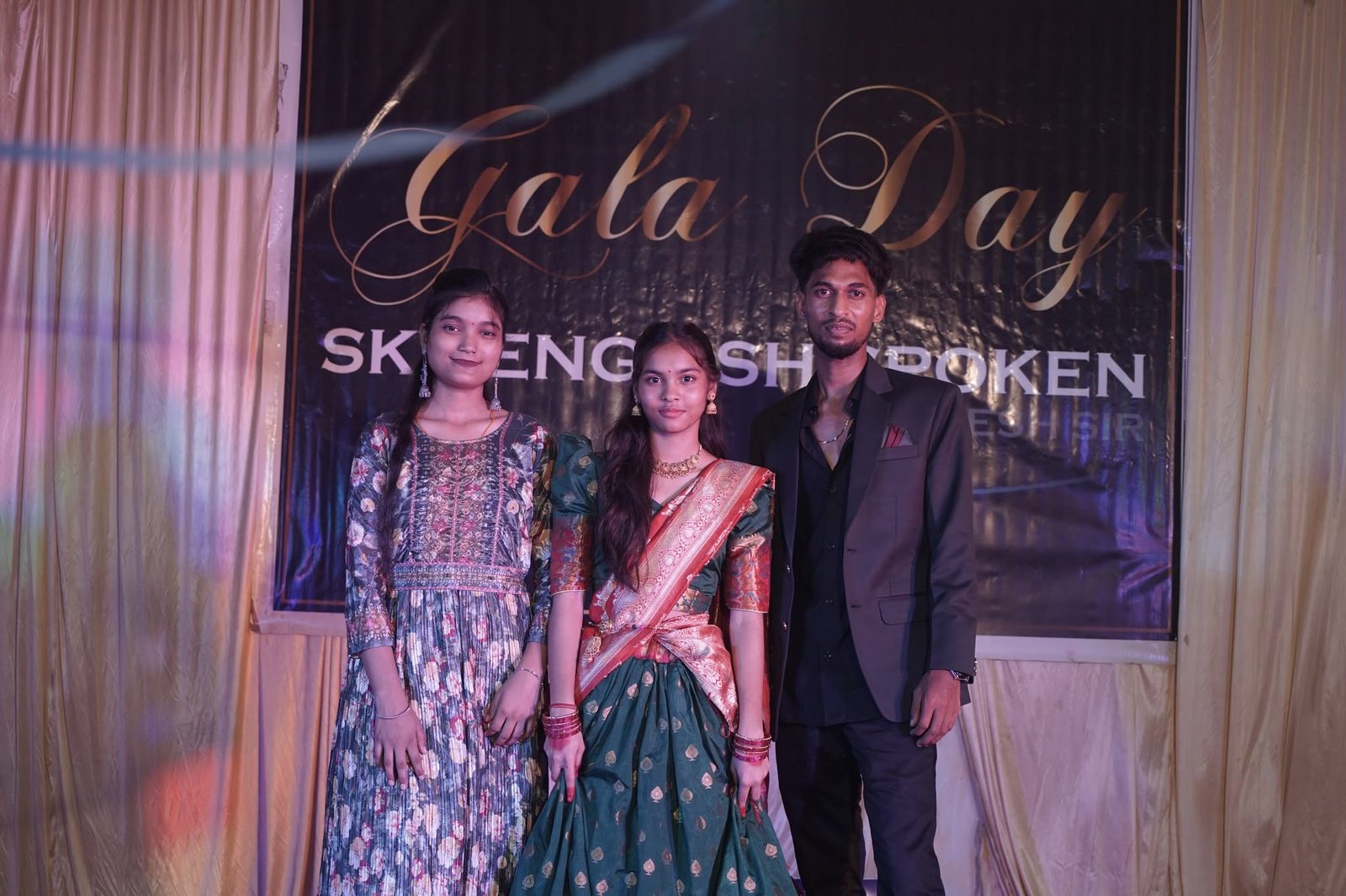 Sky English student group on stage